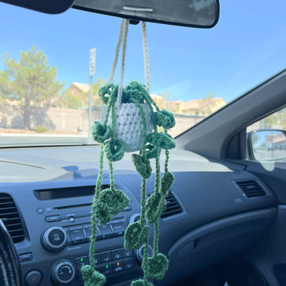 Crochet Hanging Plant (#3) | Car Rearview Mirror Decor | Plant Crochet | Plant Plushy