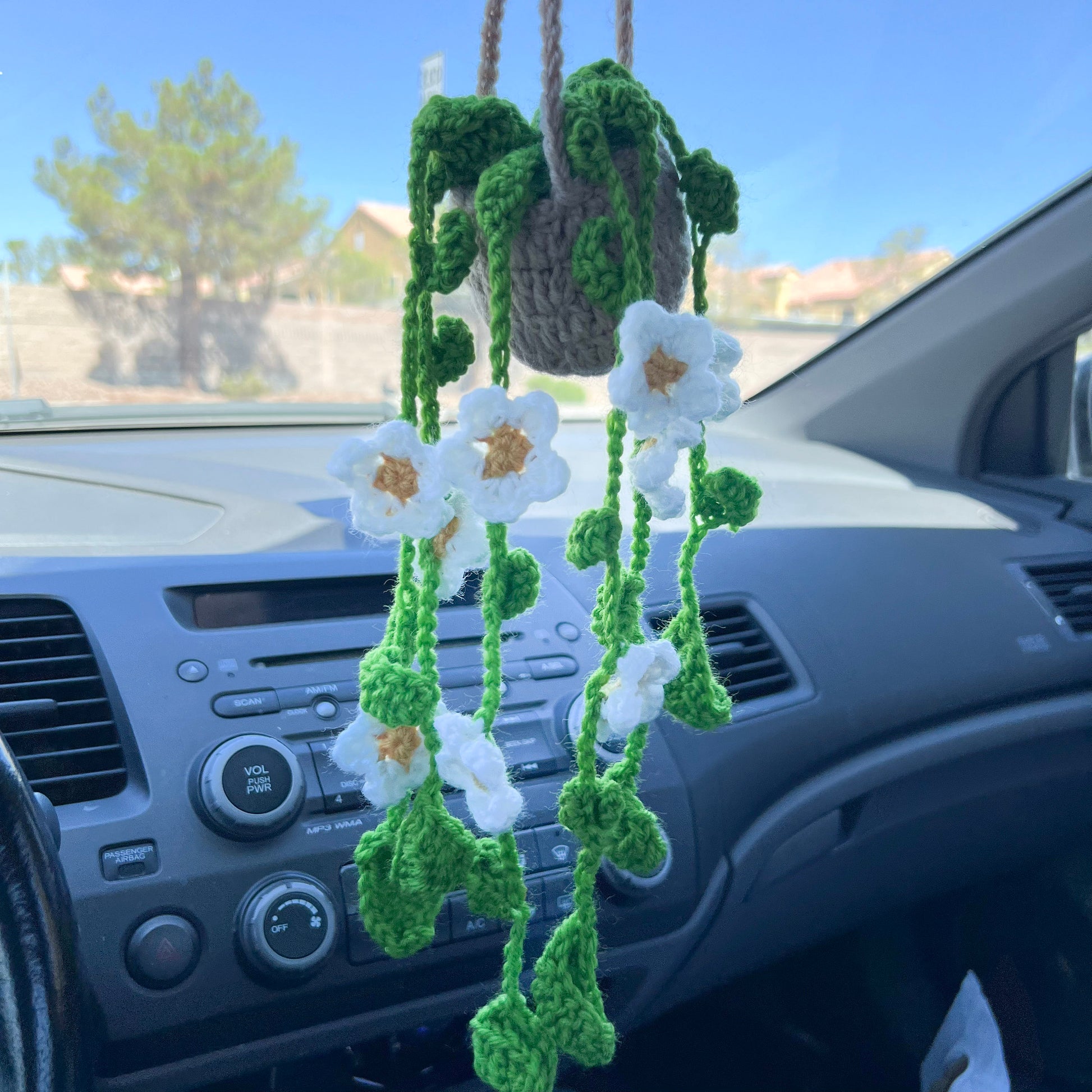 Crochet Potted Flower, Crochet Decor (#5) | Car Rearview Mirror Decor | Plant Crochet | Plant Plushy