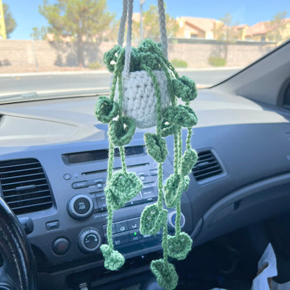 Crochet Hanging Plant (#3) | Car Rearview Mirror Decor | Plant Crochet | Plant Plushy
