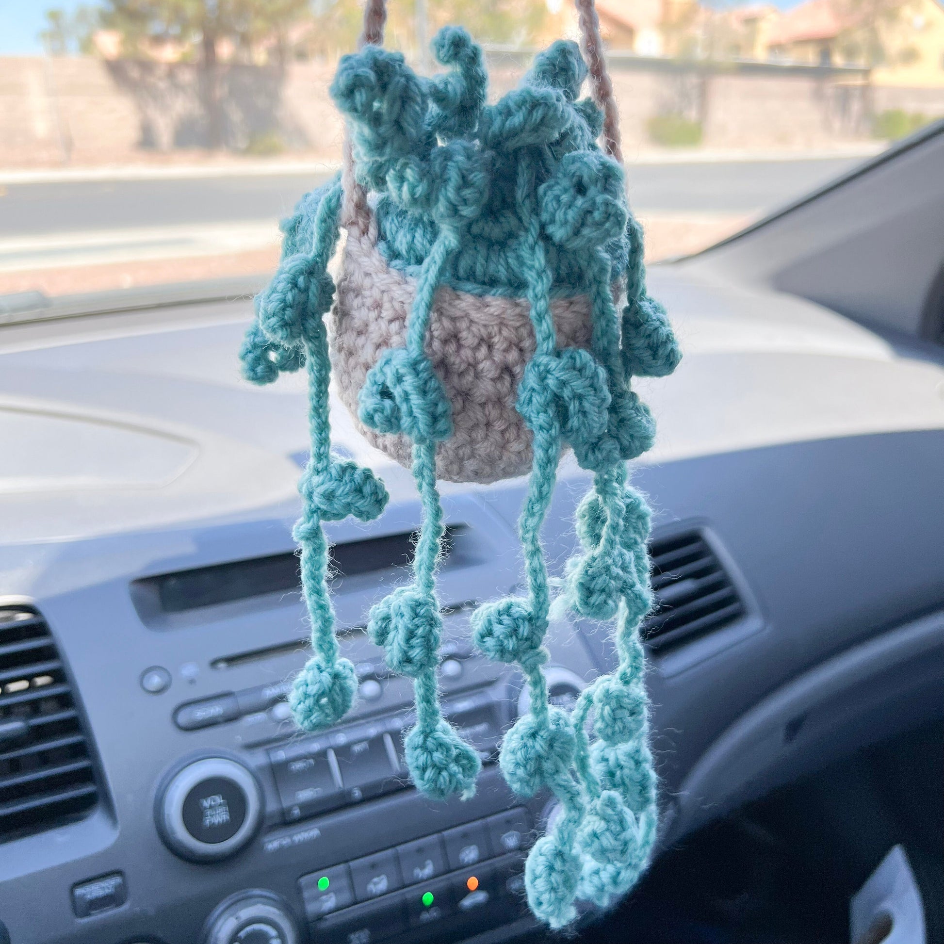 car plant hanger crochet Crochet String of Pearls Plant: Car Rearview Mirror Decor – Lvjungle Plant Shop