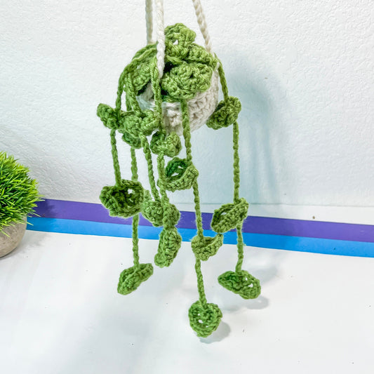 Crochet Hanging Plant (#3) | Car Rearview Mirror Decor | Plant Crochet | Plant Plushy