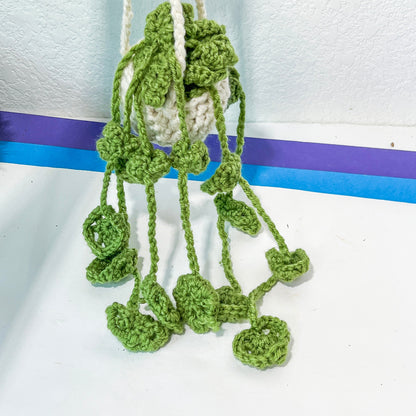 Crochet Hanging Plant (#3) | Car Rearview Mirror Decor | Plant Crochet | Plant Plushy