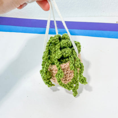 Houseplant Decor (#7) Crochet Hanging Plant, Car Charms, Crochet Potted Flower, Crochet Decor | Car Rearview Mirror Decor
