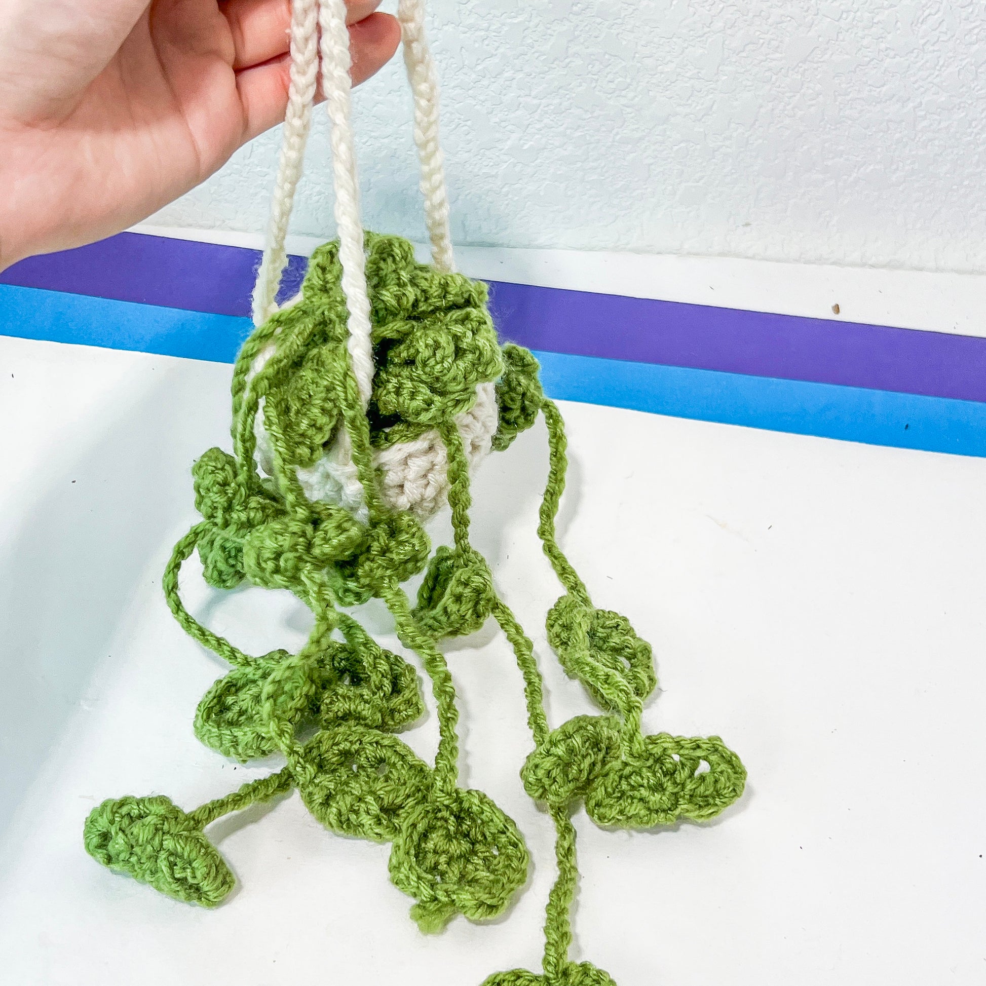 Crochet Hanging Plant, Car Charms, Crochet Potted Flower, (#3) | Car Rearview Mirror Decor | Plant Crochet | Plant Plushy