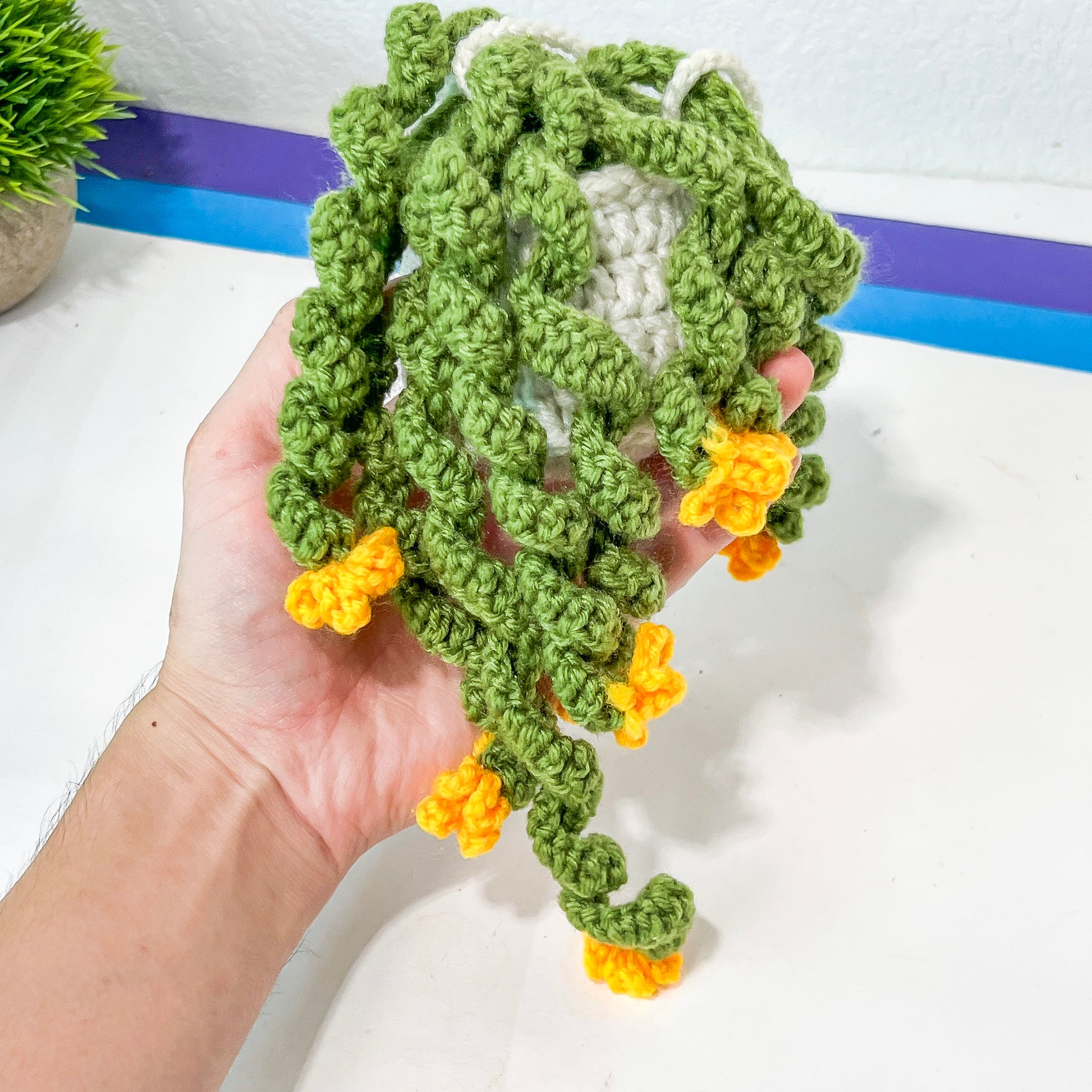 hanging plant for rear view mirror Crochet Plant Car Charm: Handmade Rearview Mirror Hanging Decor – Lvjungle Plant Shop