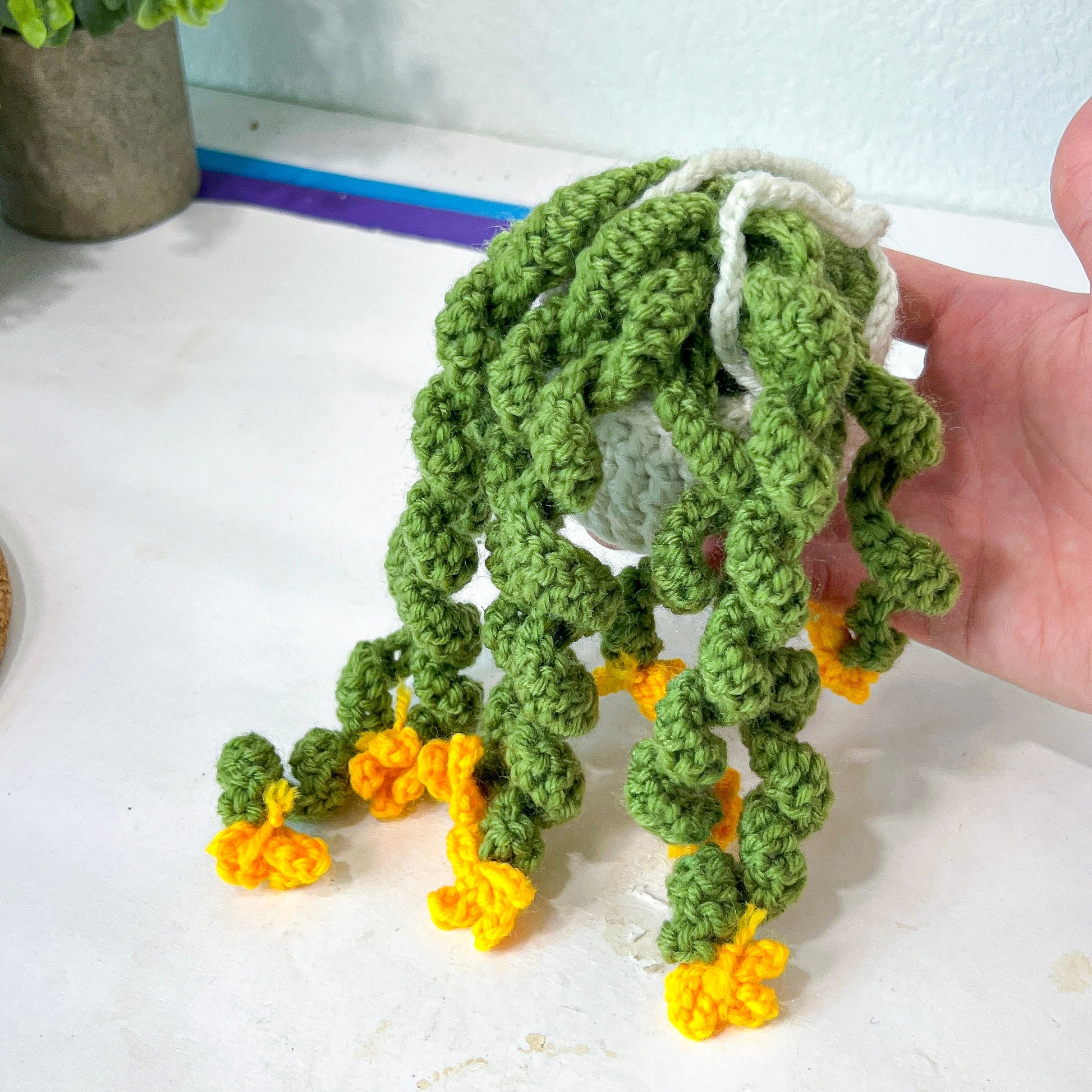 faux succulent car charm Crochet Plant Car Charm: Handmade Rearview Mirror Hanging Decor – Lvjungle Plant Shop