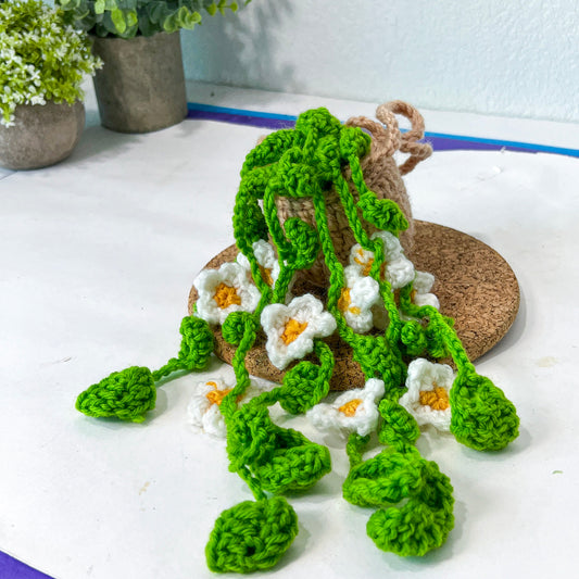 Crochet Potted Flower, Crochet Decor (#17) | Car Rearview Mirror Decor | Plant Crochet | Plant Plushy