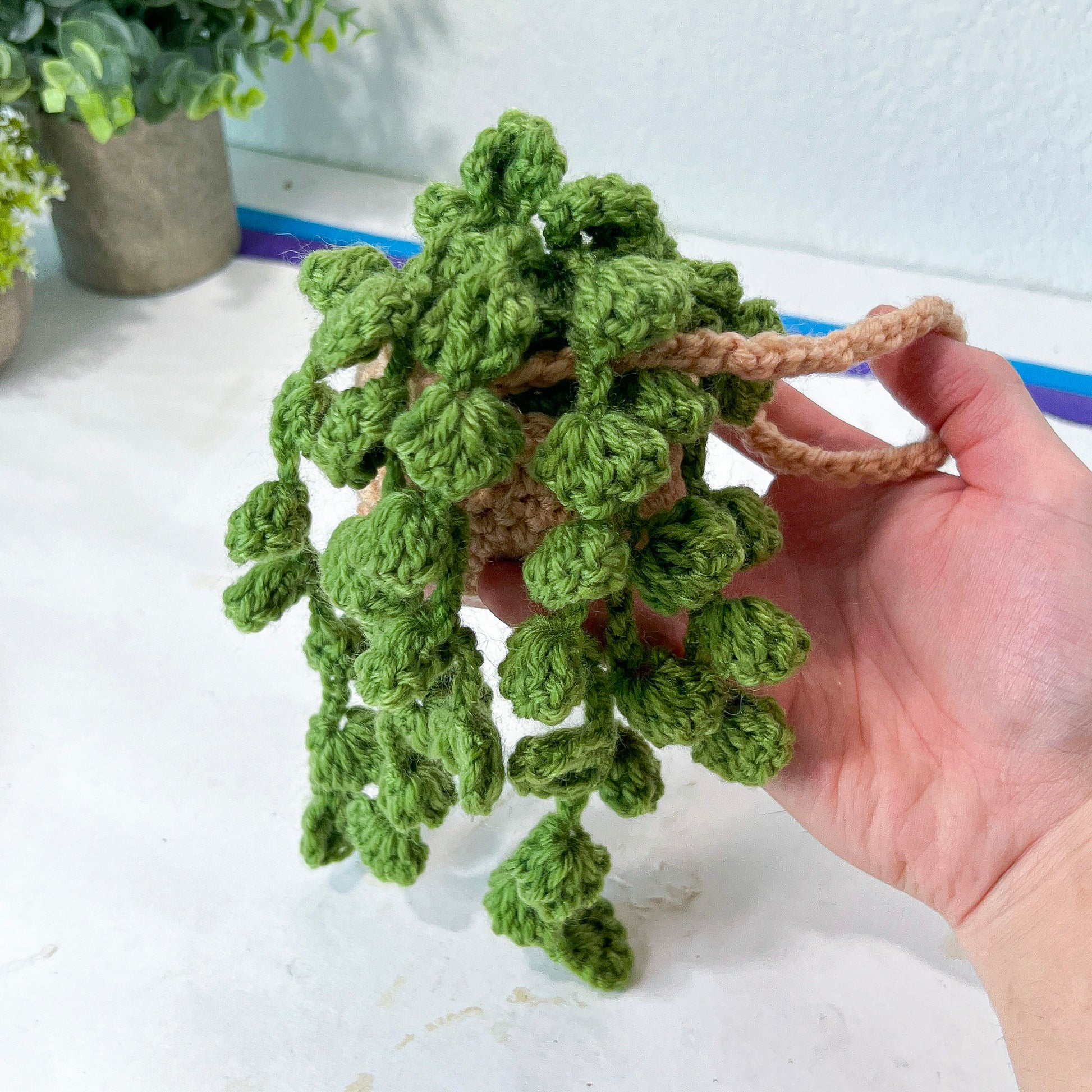 crochet hanging succulent Crochet Succulent Plant: Car Rearview Mirror Hanging Decor – Lvjungle Plant Shop