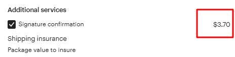 USPS Signature Confirmation Delivery / Exact price USPS charges for this service.